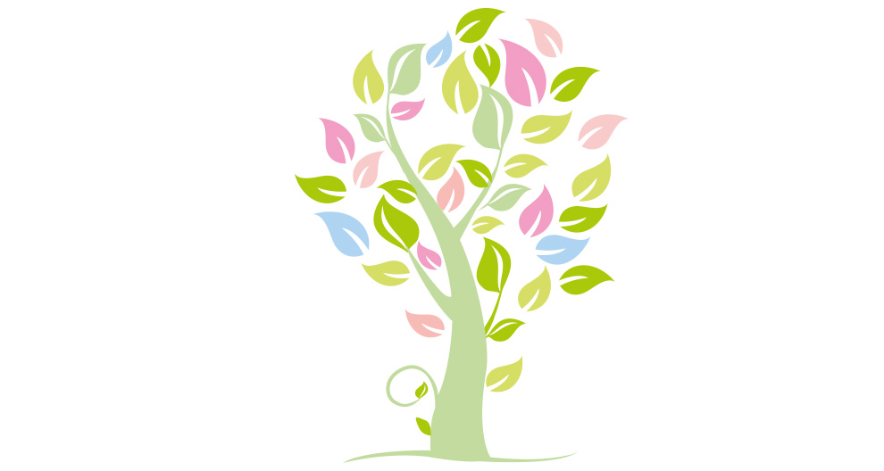 A tree with colorful leaves.